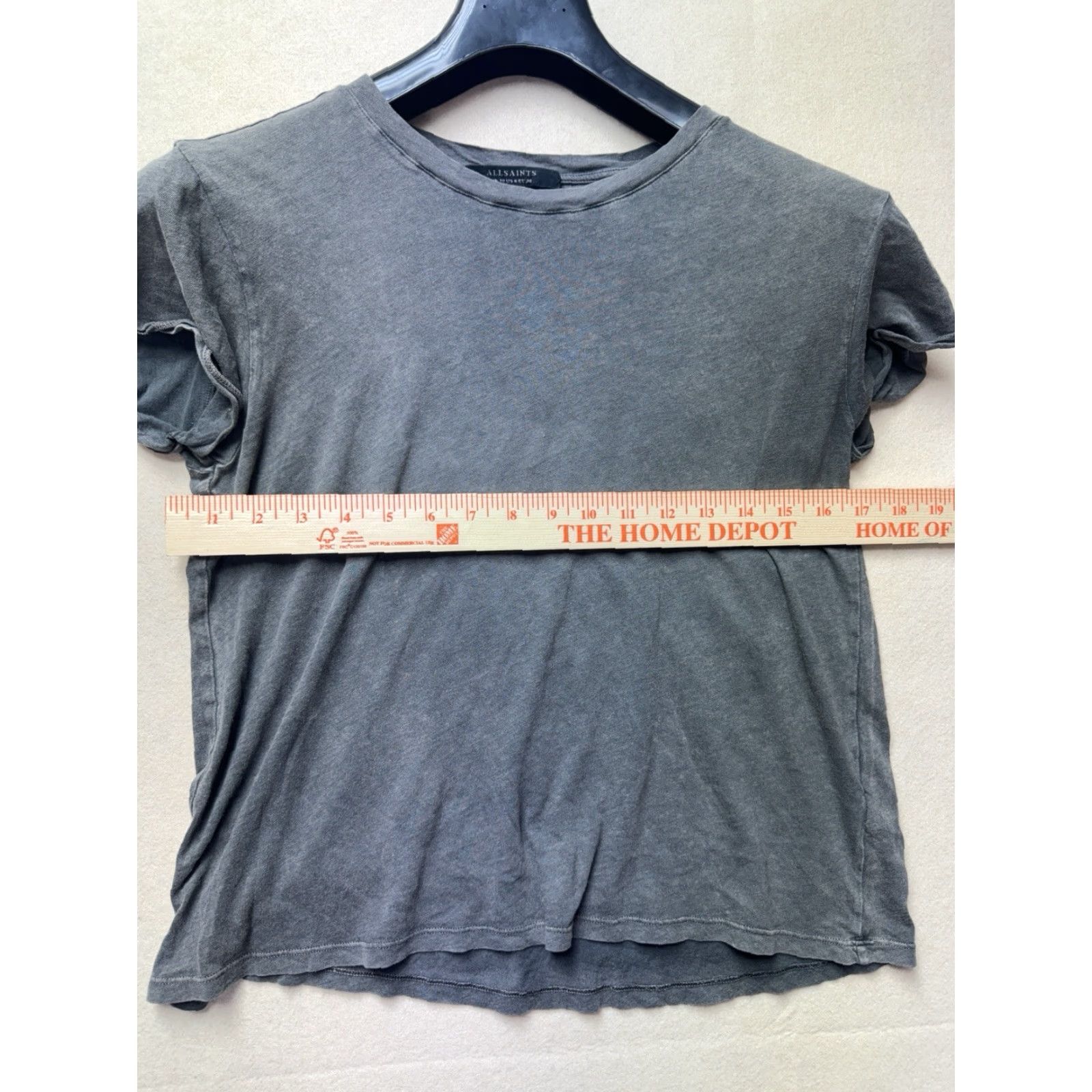 Allsaints ALLSAINTS Cropped T-Shirt Womens Size S Gray Cotton Blend Short Sleeve Round Neck Size S / US 4 / IT 40 - 5 Thumbnail