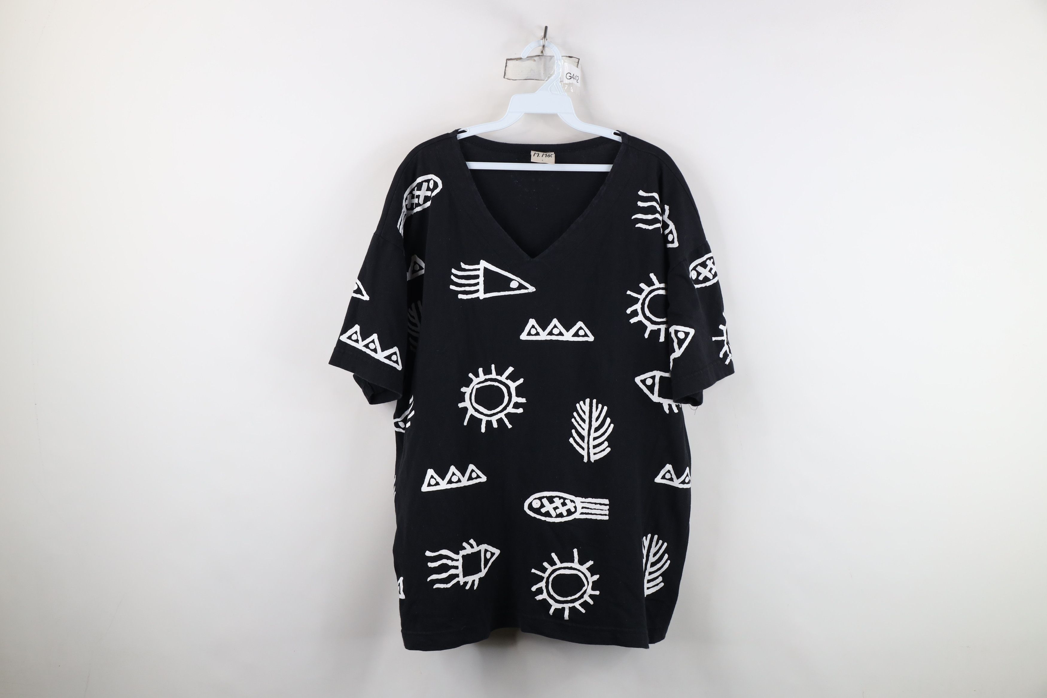 Vintage Vintage 90s Lagenlook Abstract Art Baggy Fit T-Shirt USA Size L / US 10 / IT 46 - 1 Thumbnail