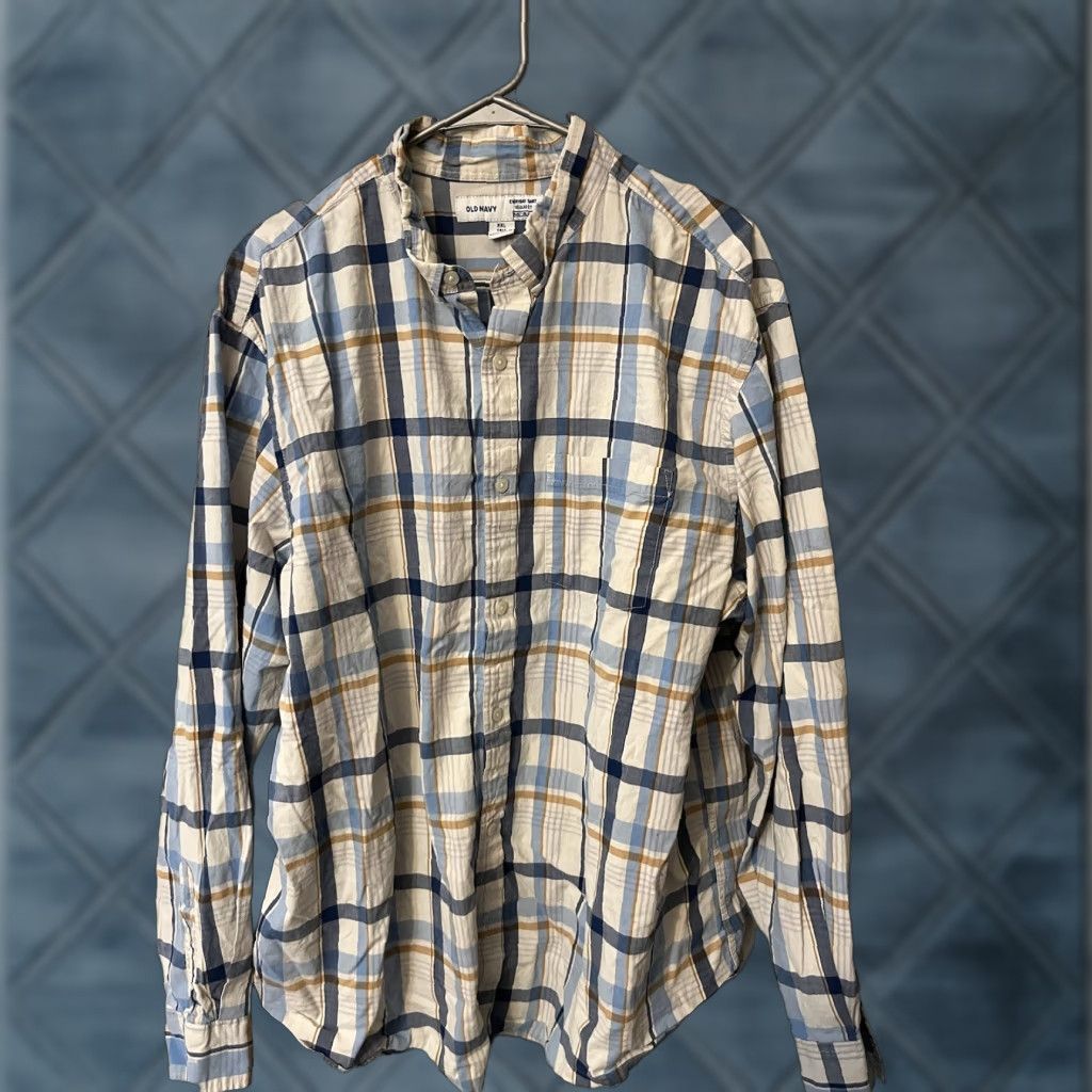 Old Navy Old Navy Mens Shirt XXL Tall Multicolor Plaid Button-Down Long Sleeve Cotton Knit Size US XXL / EU 58 / 5 - 1 Thumbnail