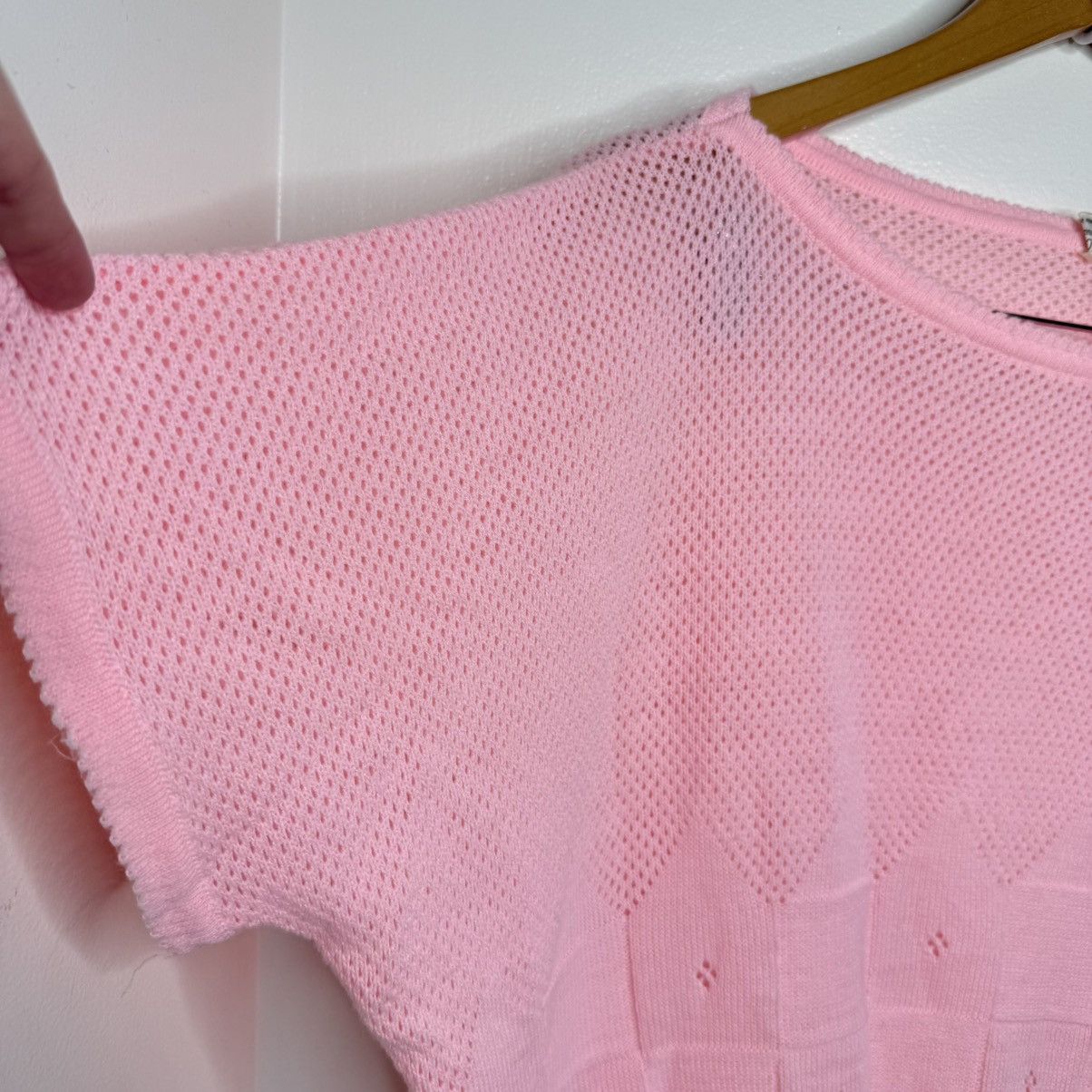 Vintage Vintage 80s Pink Lightweight Knit Sweater Sz XL Pointelle Size XL / US 12-14 / IT 48-50 - 2 Thumbnail