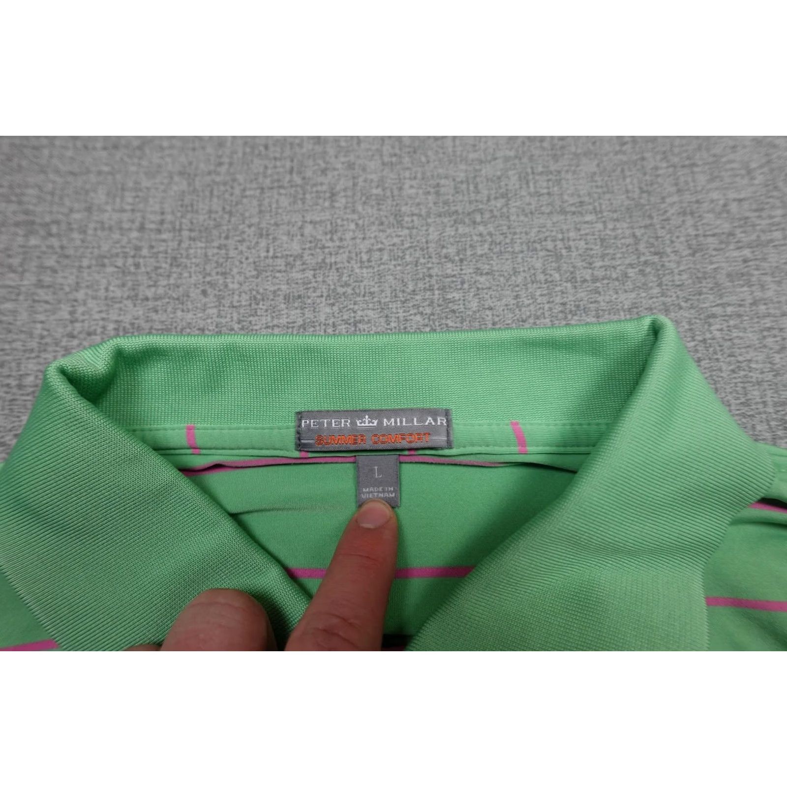 Peter Millar Peter Millar Summer Comfort Polo Mens Large Green Stripe Golf Stretch Shirt Size US L / EU 52-54 / 3 - 2 Thumbnail