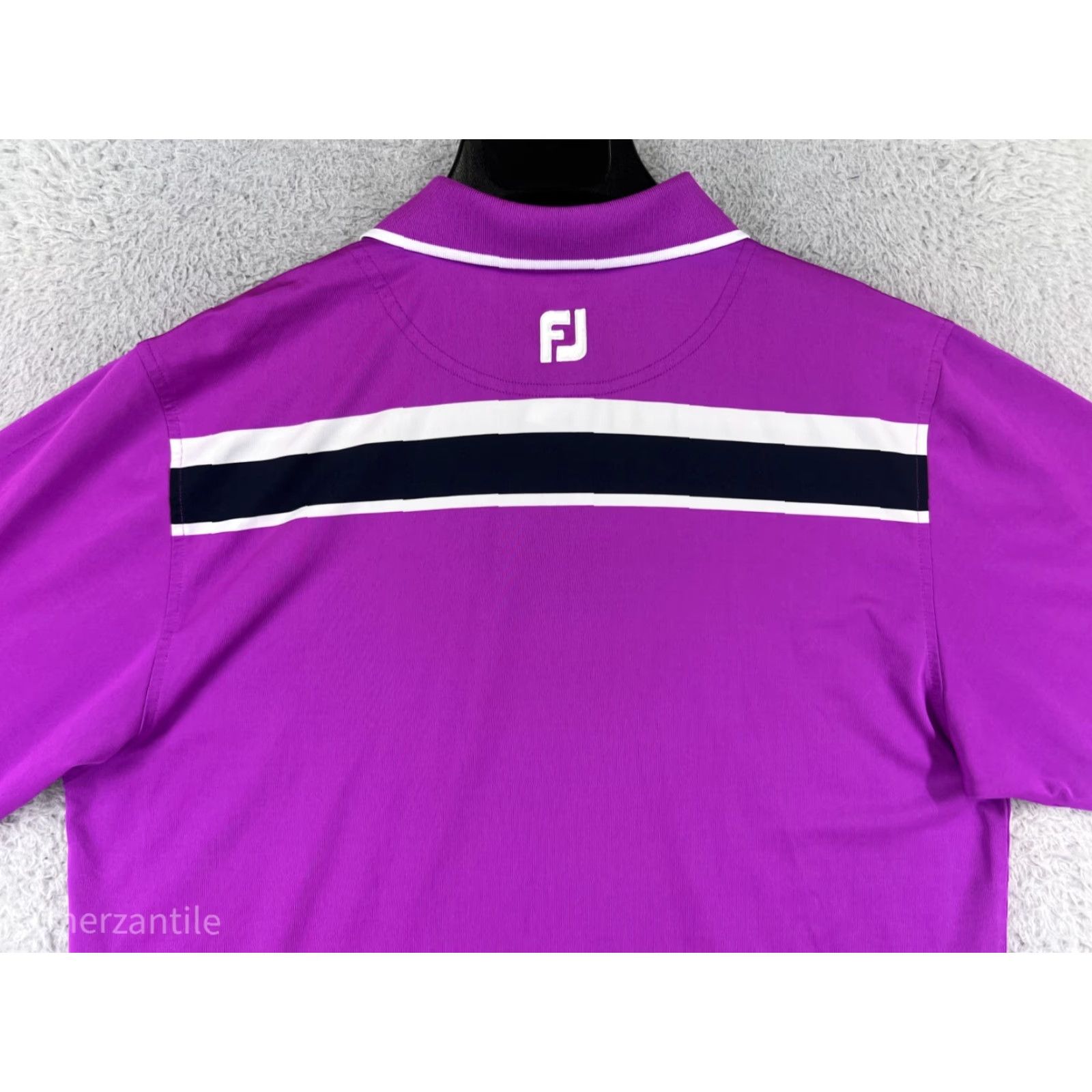 Footjoy FootJoy Polo Shirt Men Medium Purple Stripe Short Sleeve Golf Polo Lightweight Shirt Mens Purple Stripe FootJoy Size US M / EU 48-50 / 2 - 7 Thumbnail