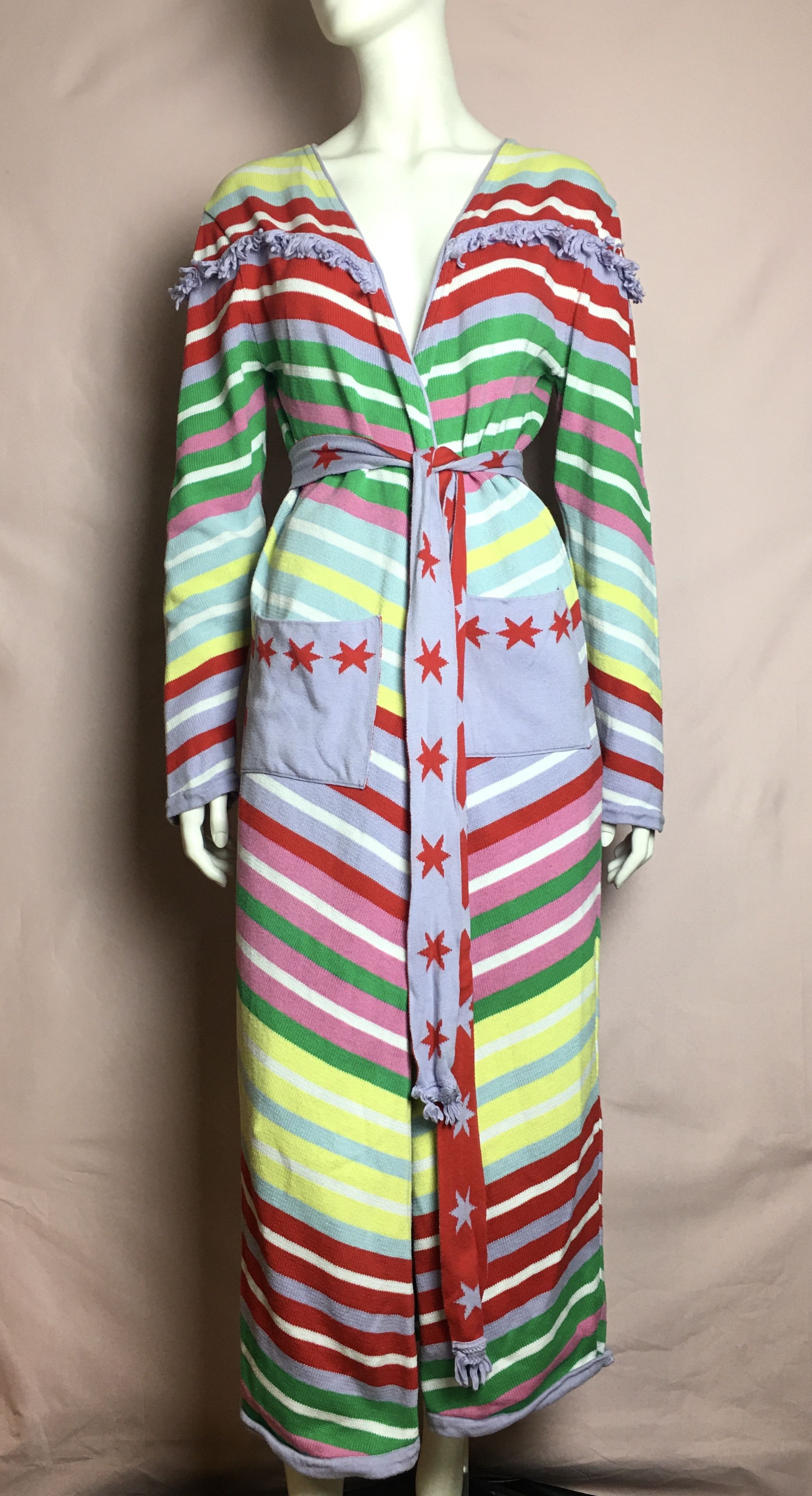 Japanese Brand Hayley Menzies Jacquard Candy Cane Long Cotton Cardigan Size M / US 6-8 / IT 42-44 - 3 Thumbnail