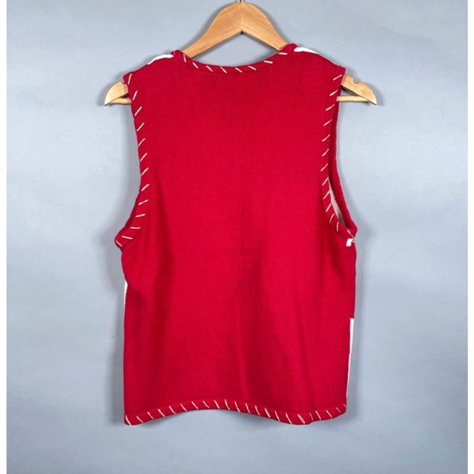 Vintage VINTAGE White Stag Sweater Vest Shirt Womens Medium Red Embroidered Christmas Motif Zip Front 90s Holiday Retro Size M / US 6-8 / IT 42-44 - 2 Thumbnail