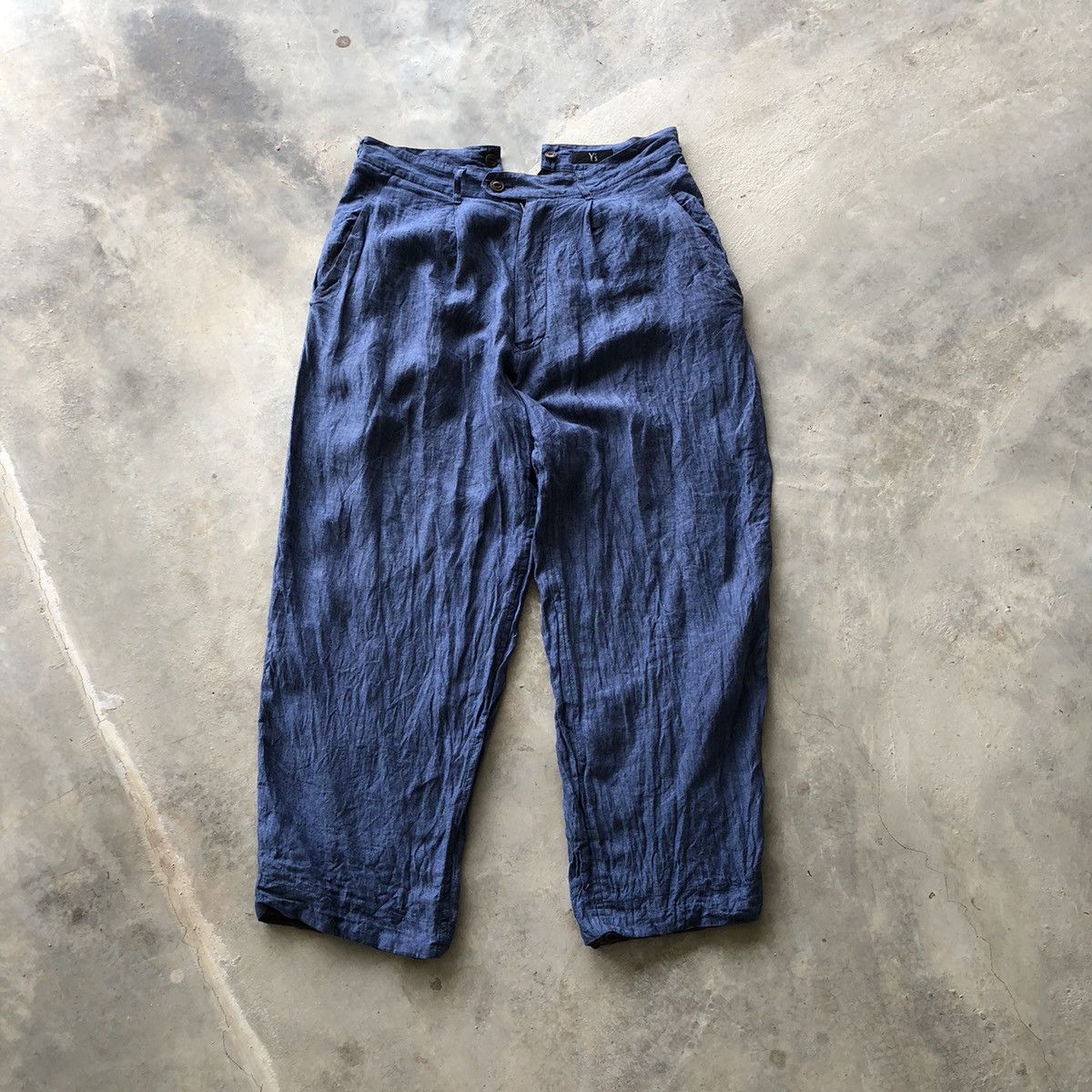 image of Y’S Yohji Yamamoto Blue Chambray Balloons Pants, Women's (Size 35)
