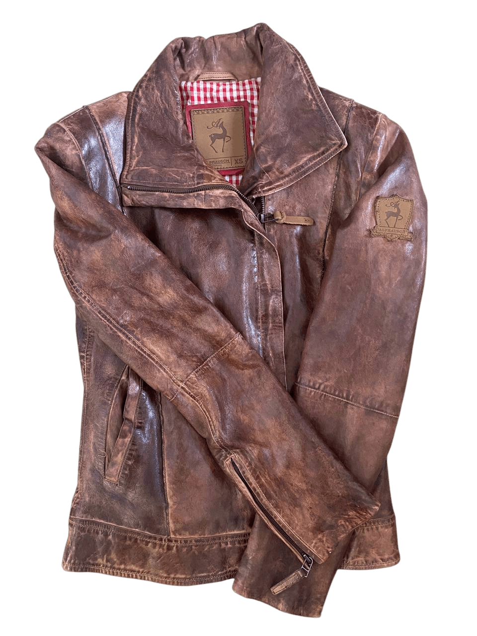 Other Alprausch Brown Distressed Leather Jacket XS Swiss Design Size XS / US 0-2 / IT 36-38 - 2 Thumbnail