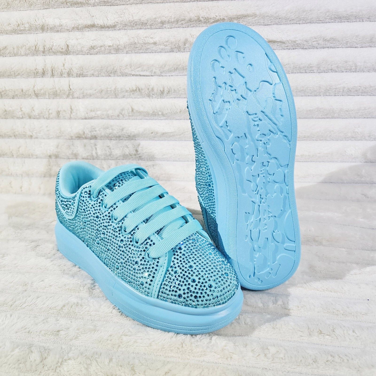 Other Cush Baby Blue Rhinestone Sneakers Tennis Shoes (US Shoe Siz Size US 5 / IT 35 - 3 Thumbnail