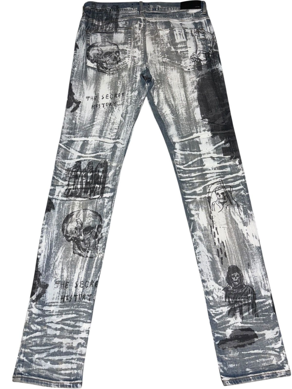 Amiri × Wes Lang 36 Amiri Wes Lang Sketch Jeans Painted graphic logo skeleton Size US 36 / EU 52 - 2 Thumbnail
