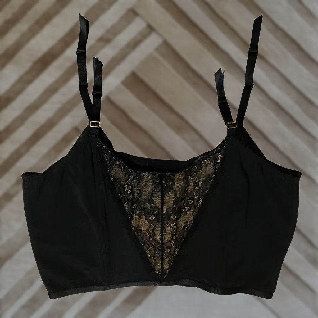 Vintage Cacique Black Lace Corset Garter Slip Style 18 20 Women Size XXL / US 16-18 / IT 52-54 - 1 Thumbnail