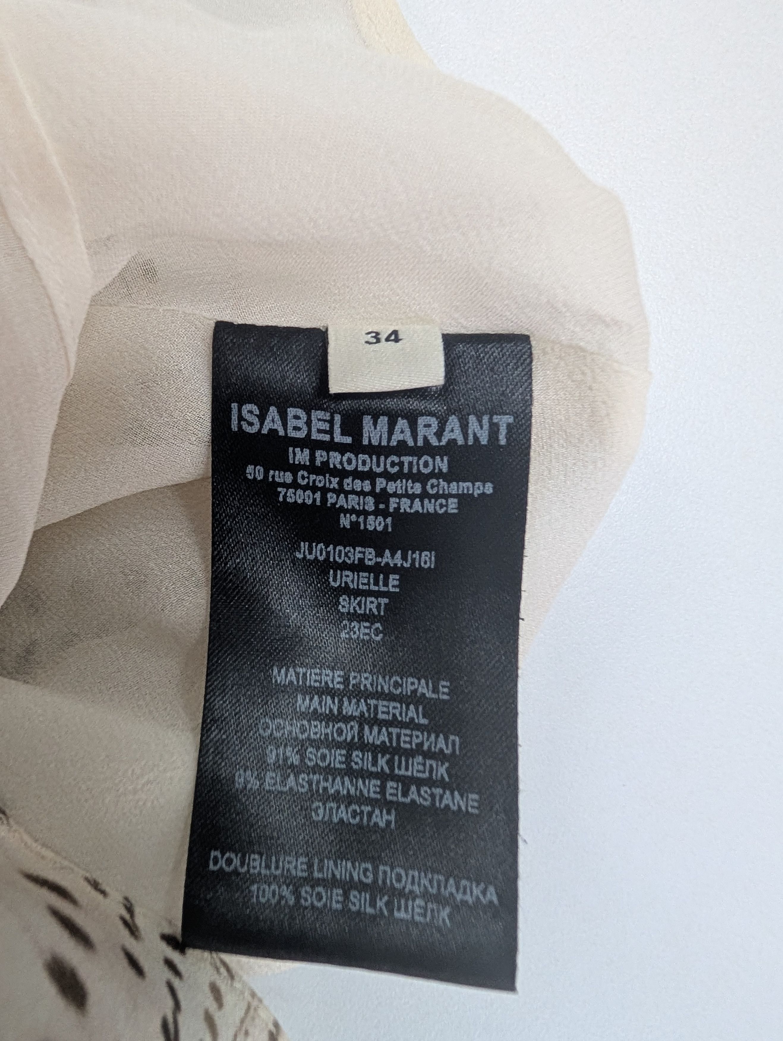 Isabel Marant Isabel Marant Beige Printed Silk Skirt With Ruffles Size 25" / US 0 / IT 36 - 8 Thumbnail