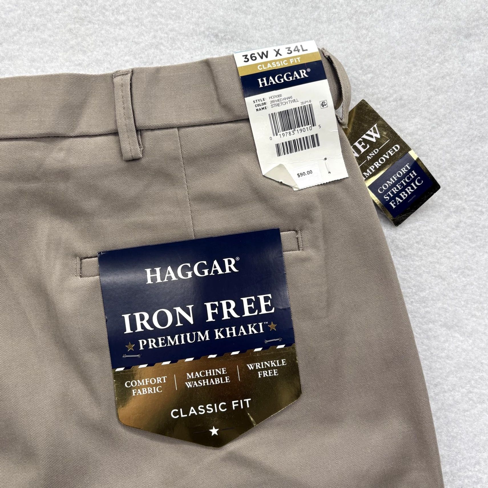 Haggar Haggar Iron Free Premium Khaki Pants Mens 36x34 Beige Classic Fit Stretch NWT Pants Mens 36 Beige Classic Fit Khaki Iron Free Premium Haggar NWT Size US 36 / EU 52 - 2 Thumbnail