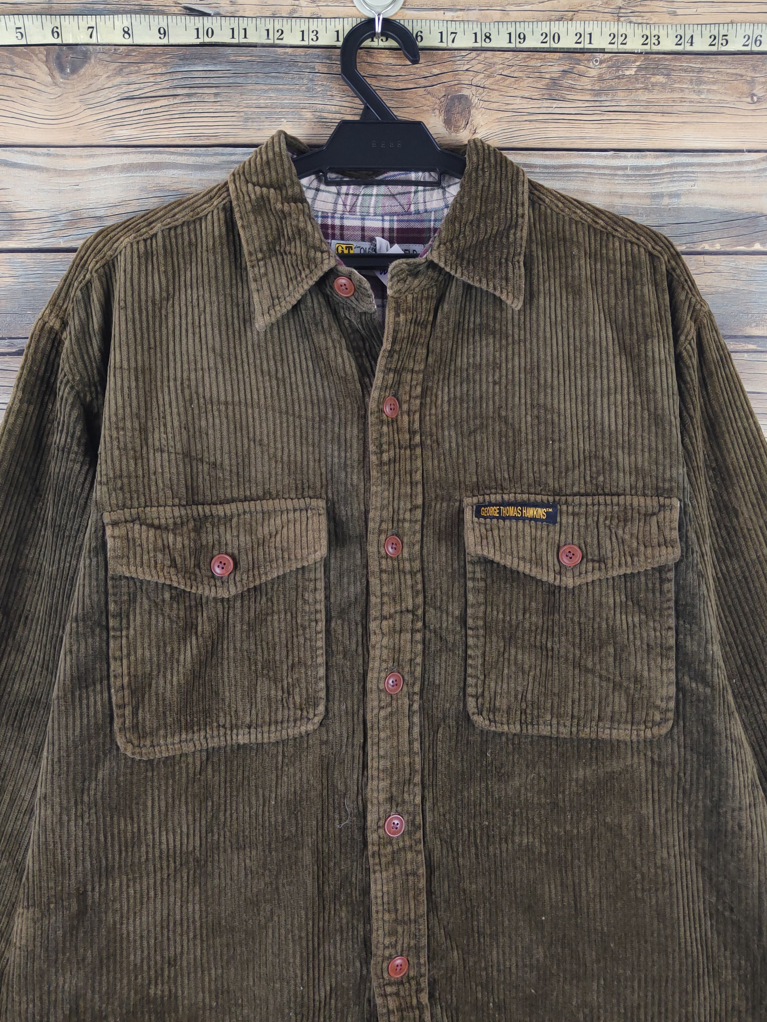 Vintage George Thomas Hawkins Olive Corduroy jacket #W1758 Size US M / EU 48-50 / 2 - 2 Thumbnail