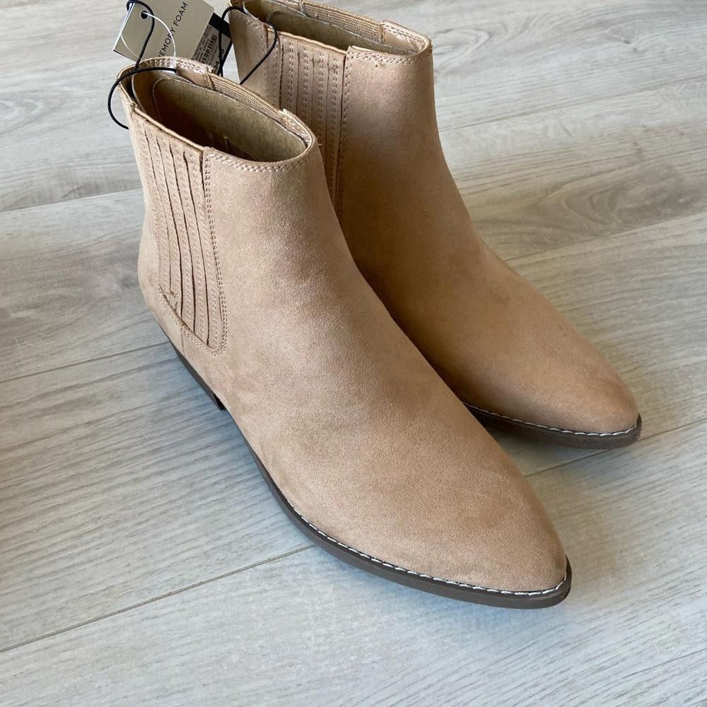 Designer Stylish Tan Suede Ankle Boots with Block Heel Size US 9.5 / IT 39.5 - 3 Thumbnail
