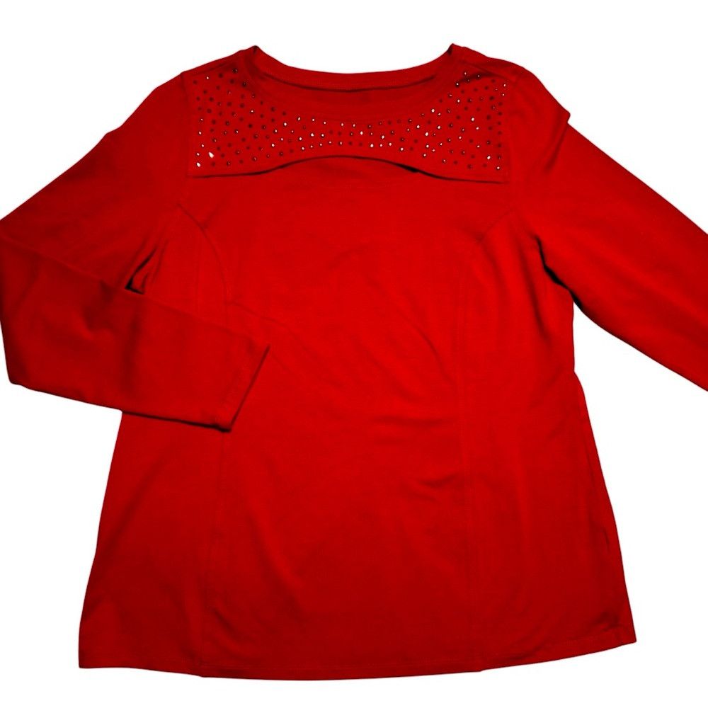 Other NWT New Belle By Kim Gravel Cut out Embellished Red Top Tun Size L / US 10 / IT 46 - 5 Thumbnail