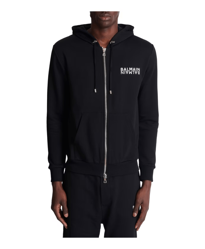 Balmain o1s1wg110126 Logo Hoodie in Black Size US M / EU 48-50 / 2 - 6 Thumbnail