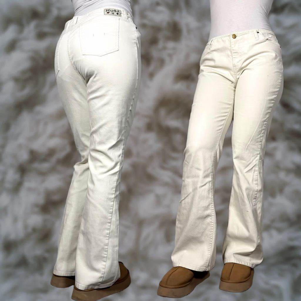 Denime Mudd Jeans Juniors 9 White Y2K Low Rise Bootcut Flare Stretch Denim Size 24" / US 00 / IT 34 - 1 Thumbnail
