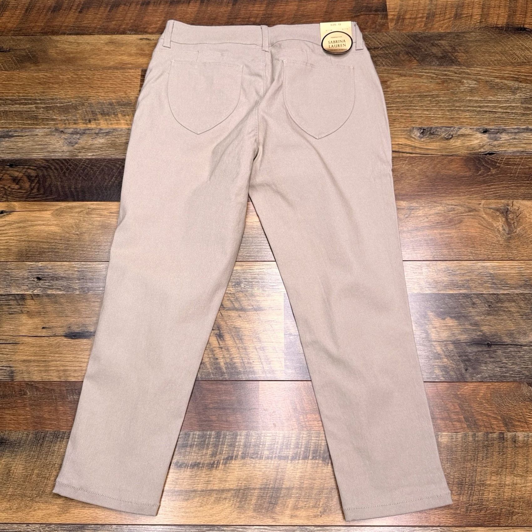 Vintage Sabrina Lauren Pants Womens 10 Tan Mid Rise Ultra Stretch Slim Tapered Cropped Straight Leg City Casual Travel Size 32" / US 10 / IT 46 - 2 Thumbnail
