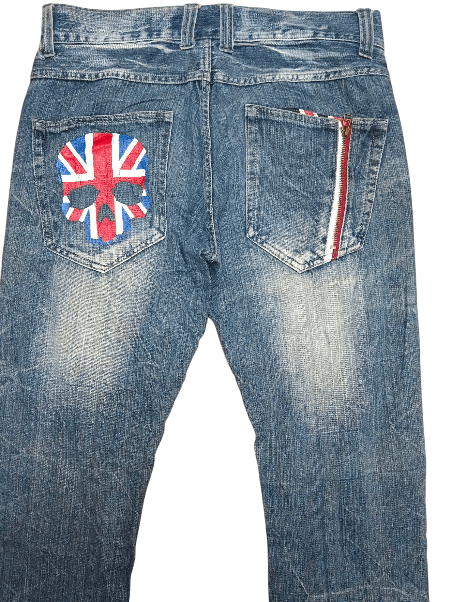 Vintage 🔥JACK SERIKA🔥British Skull Punk Stone Wash Flare Jeans Size US 32 / EU 48 - 2 Thumbnail