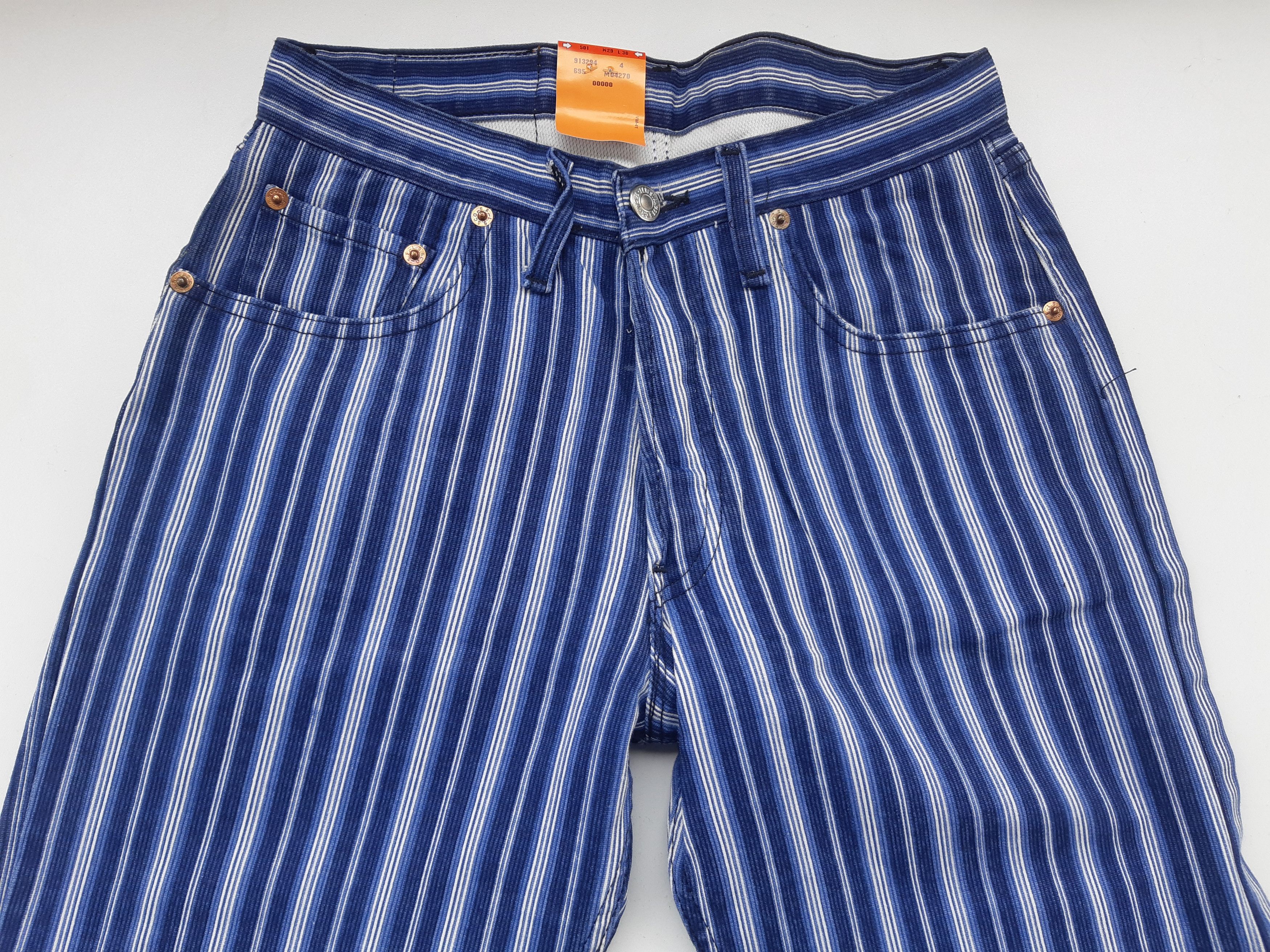 Levi's Vintage 90s LEVIS 501 Original Fit USA Hickory Stripe NWT Size 29" - 4 Thumbnail