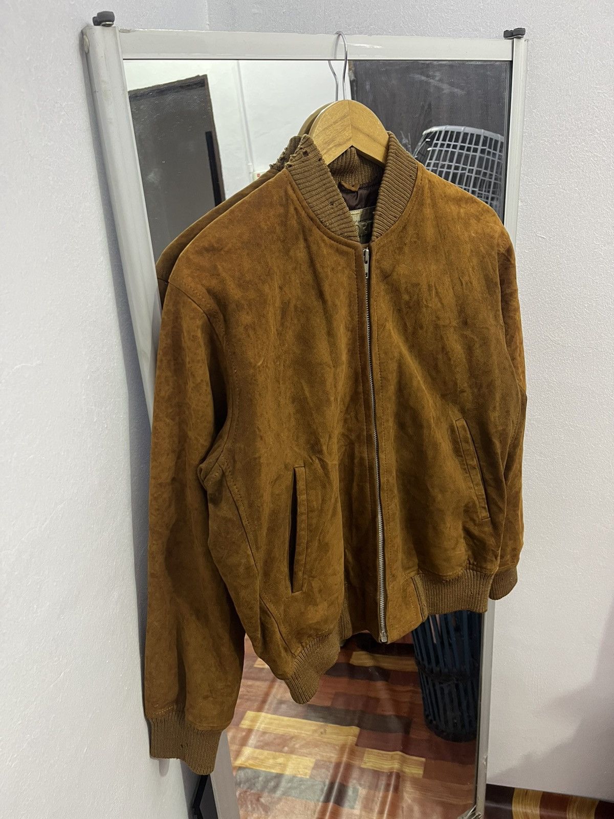Mizuno Vintage Mizuno Suede Leather Bomber Jacket Distressed Size US M / EU 48-50 / 2 - 2 Thumbnail