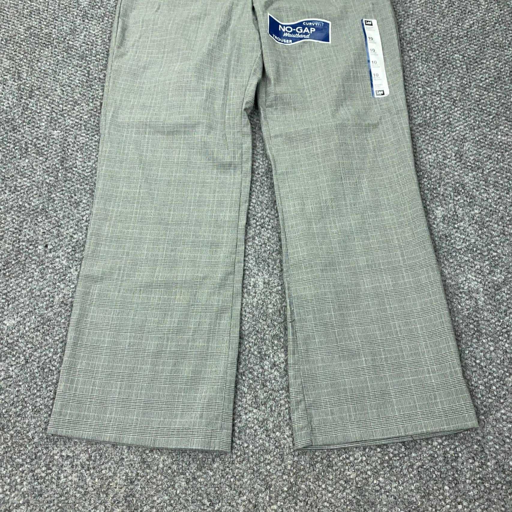 Lee Lee Womens Pants Petite 10P Gray Plaid Straight Leg Front Flat Waistband No Gap Trousers Size 31" - 6 Thumbnail