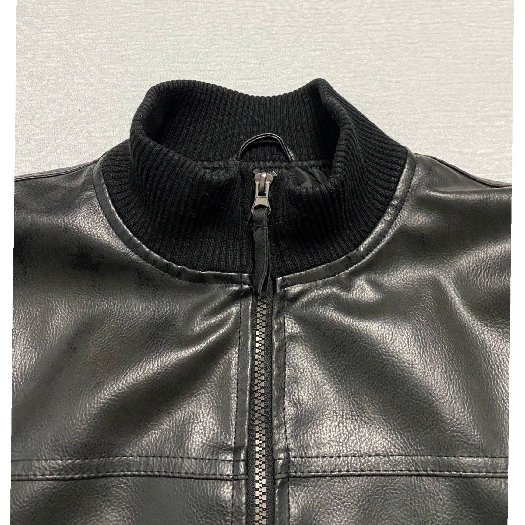 U.S. Polo Assn. US Polo Assn Mens Faux Leather Bomber Jacket Black Size L Zip Stand-Up Collar Padded Insulated Regular Fit Casual Size US L / EU 52-54 / 3 - 3 Thumbnail