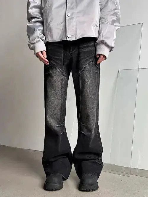 Japanese Brand VIBE Street vintage washed black cracked wide leg jeans Size US 32 / EU 48 - 1 Thumbnail