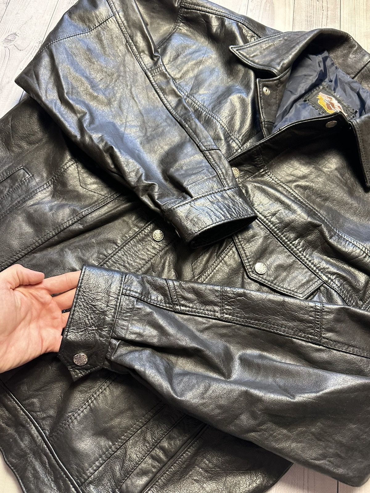Harley Davidson × Vintage Vintage Harley Davidson leather jacket size L big logo Size US L / EU 52-54 / 3 - 5 Thumbnail