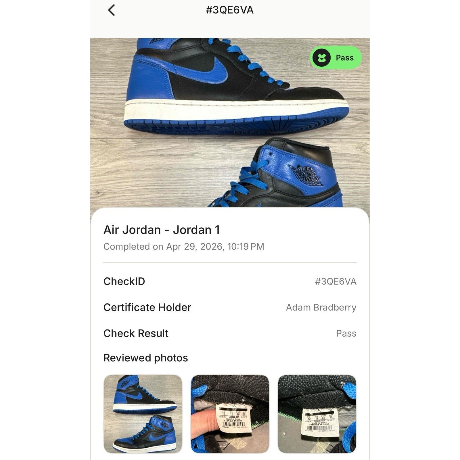 Jordan Brand Jordan 1 Retro OG High Royal 2017 - Size 12 Size US 12 / EU 45 - 10 Thumbnail