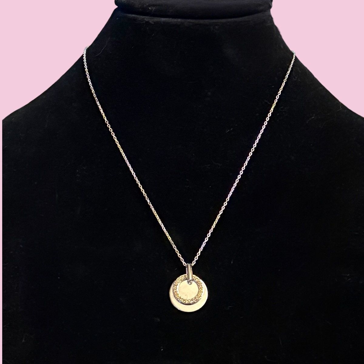 Other Silver tone layered rhinestone disc pendant necklace Size ONE SIZE - 1 Thumbnail
