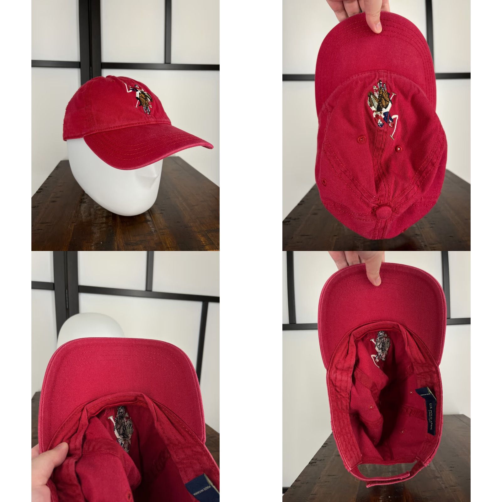 Vintage US Polo Assn Hat Cap Strap Back Adult Red 100% Cotton Since 1890 Twill Golf Size US M / EU 48-50 / 2 - 8 Thumbnail