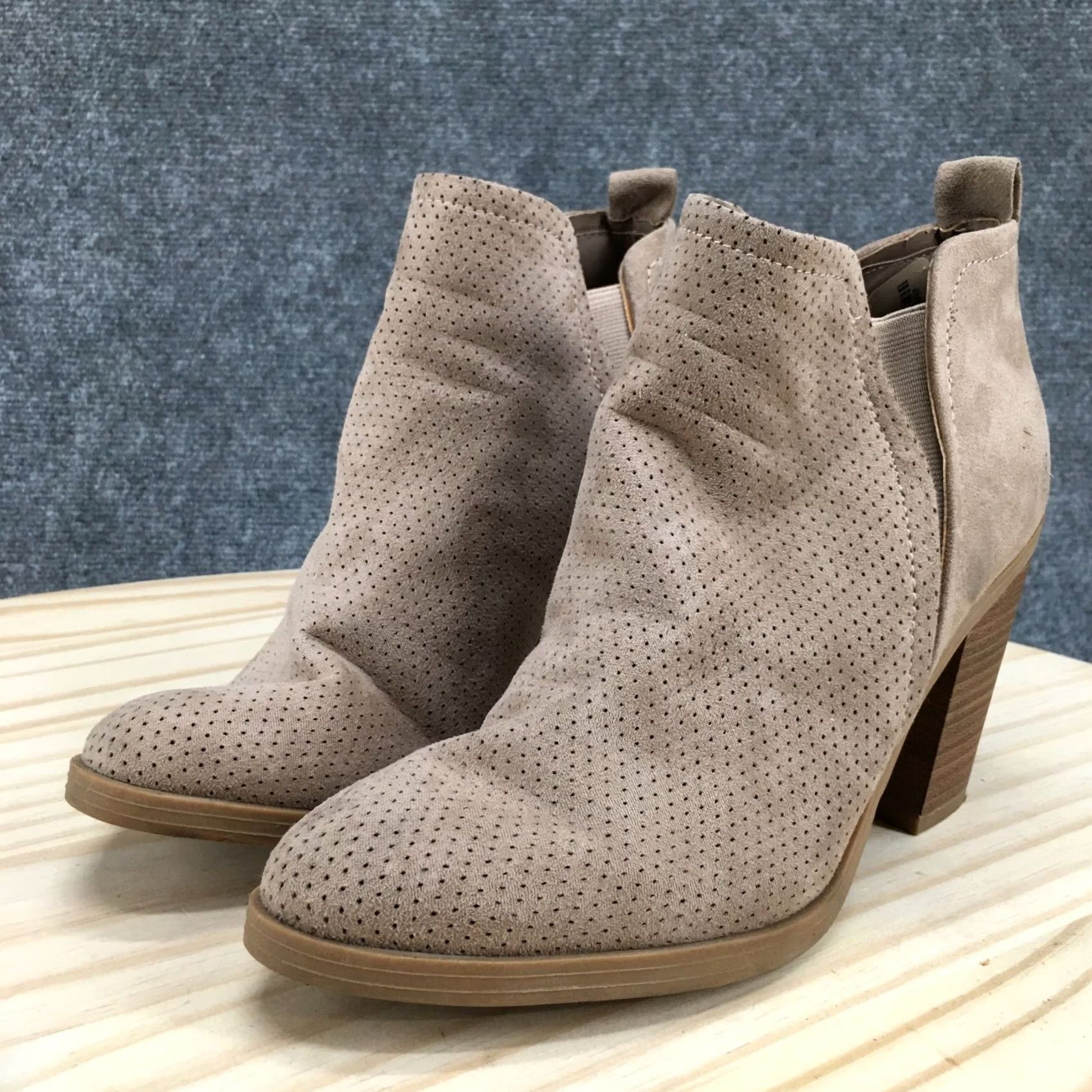 Vintage Universal Thread Avalyn Bootie Womens 7.5 Brown Slip On Perforated Ankle Bootie Brown Boots Womens 7.5 Casual Fall Spring Winter Block Heel Size US 8 / IT 38 - 6 Thumbnail
