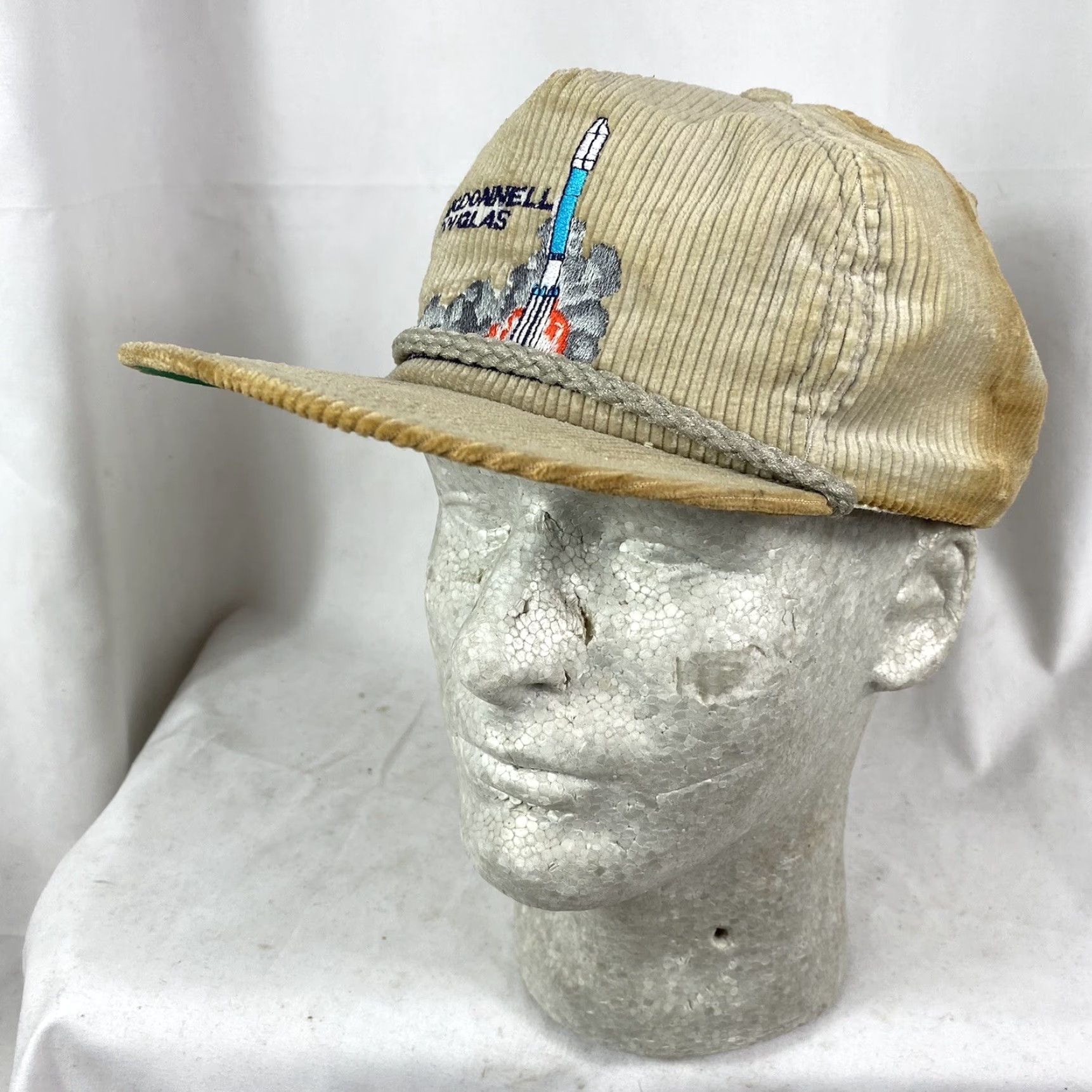 NASA VINTAGE NASA Titan Missile McDonnell Douglas Hat Cap Strap Back Blue Corduroy Cap Strap Back Size ONE SIZE - 2 Thumbnail