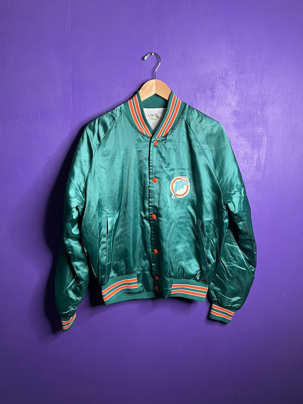 Chalk Line × NFL × Vintage Vintage 80s Chalk line Miami dolphins satin jacket Size US M / EU 48-50 / 2 - 1 Thumbnail