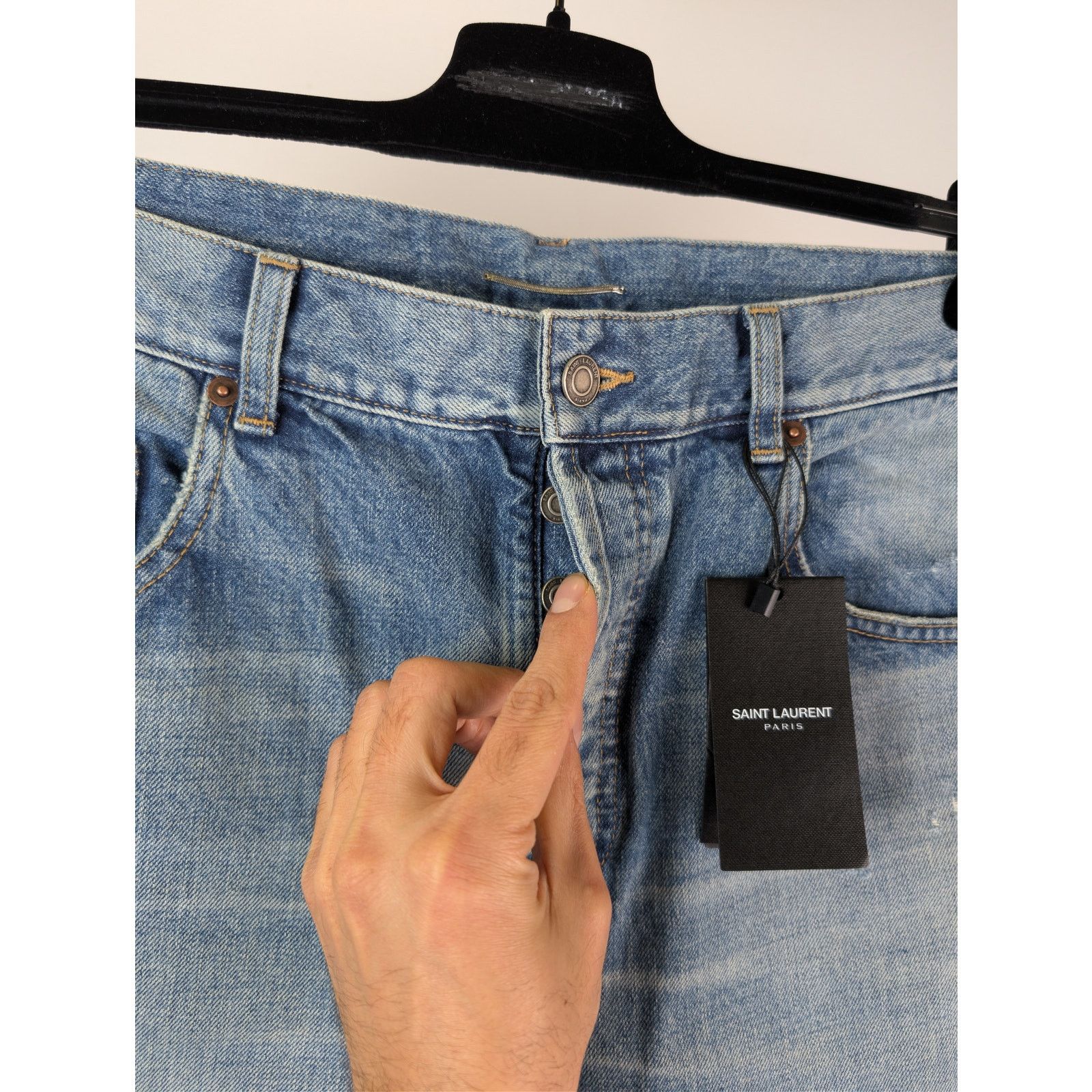 Saint Laurent Paris o1rshd1 Adjusted Maxi Long Baggy Denim Jeans Charlotte Blue Size US 32 / EU 48 - 6 Thumbnail