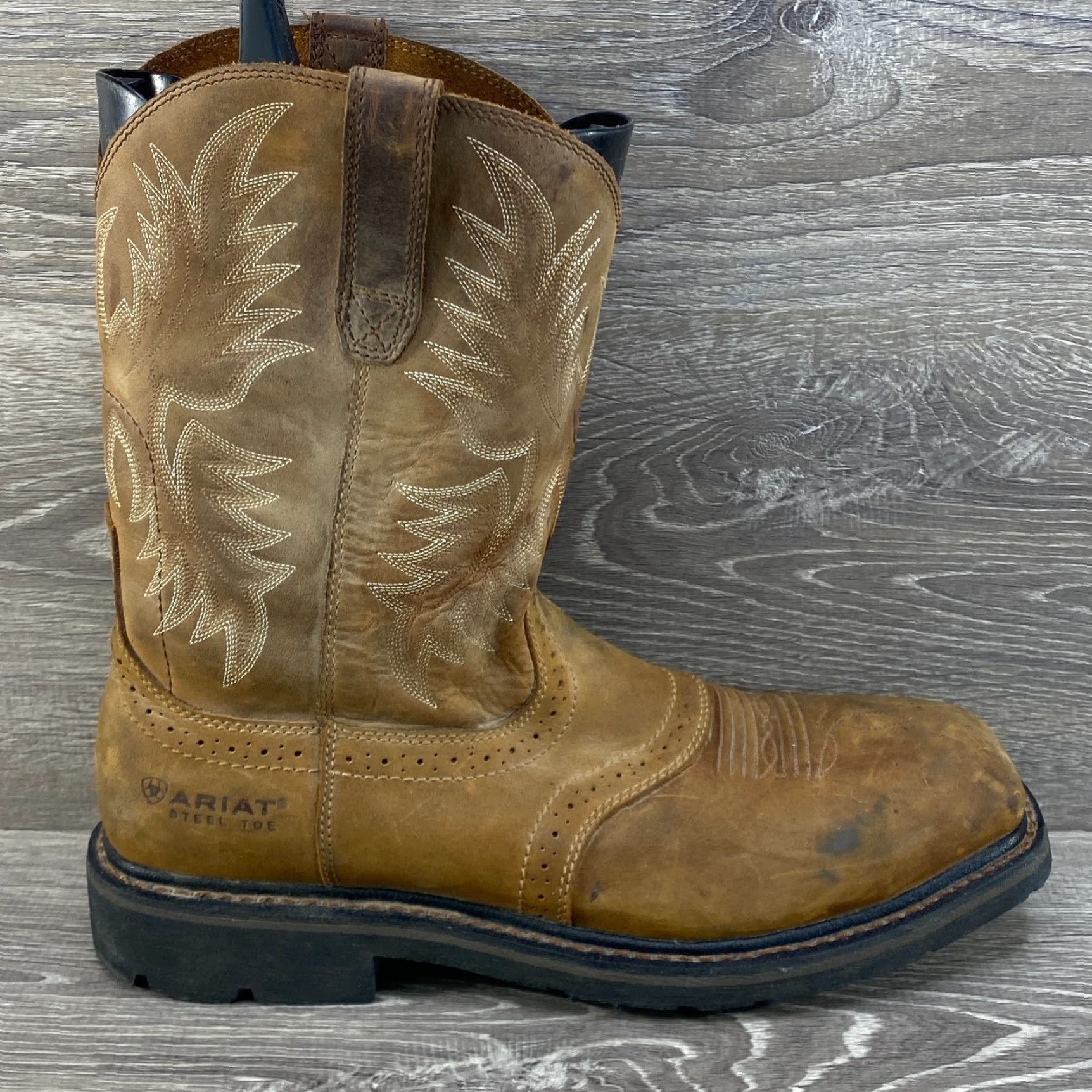 Ariat Ariat Sierra Men Boots Western Cowboy Steel Toe Brown Leather 11.5 D Square Toe Work Boot Size US 11 / EU 44 - 2 Thumbnail