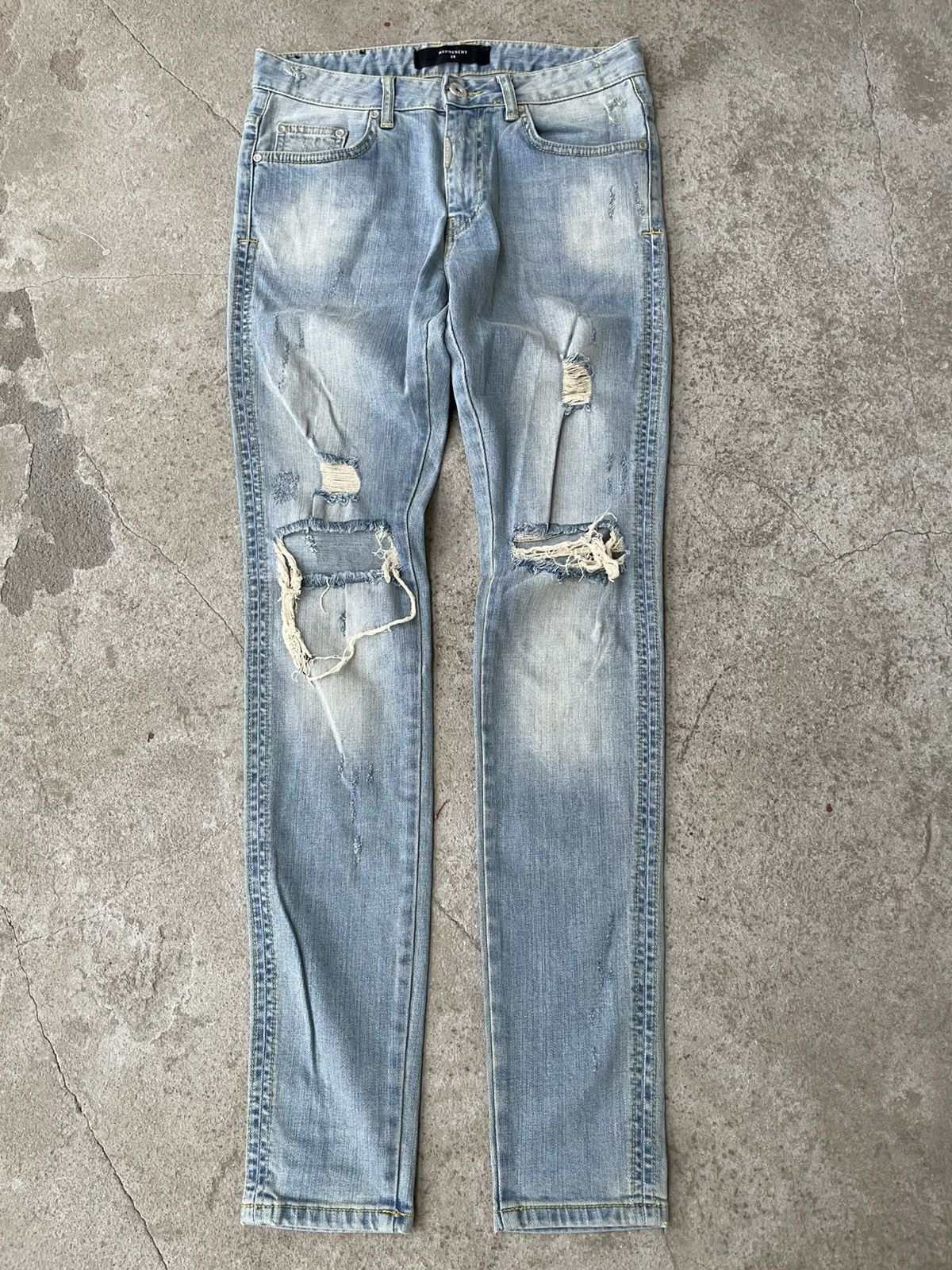 REPRESENT DISTRESSED SKINNY BIKER JEANS