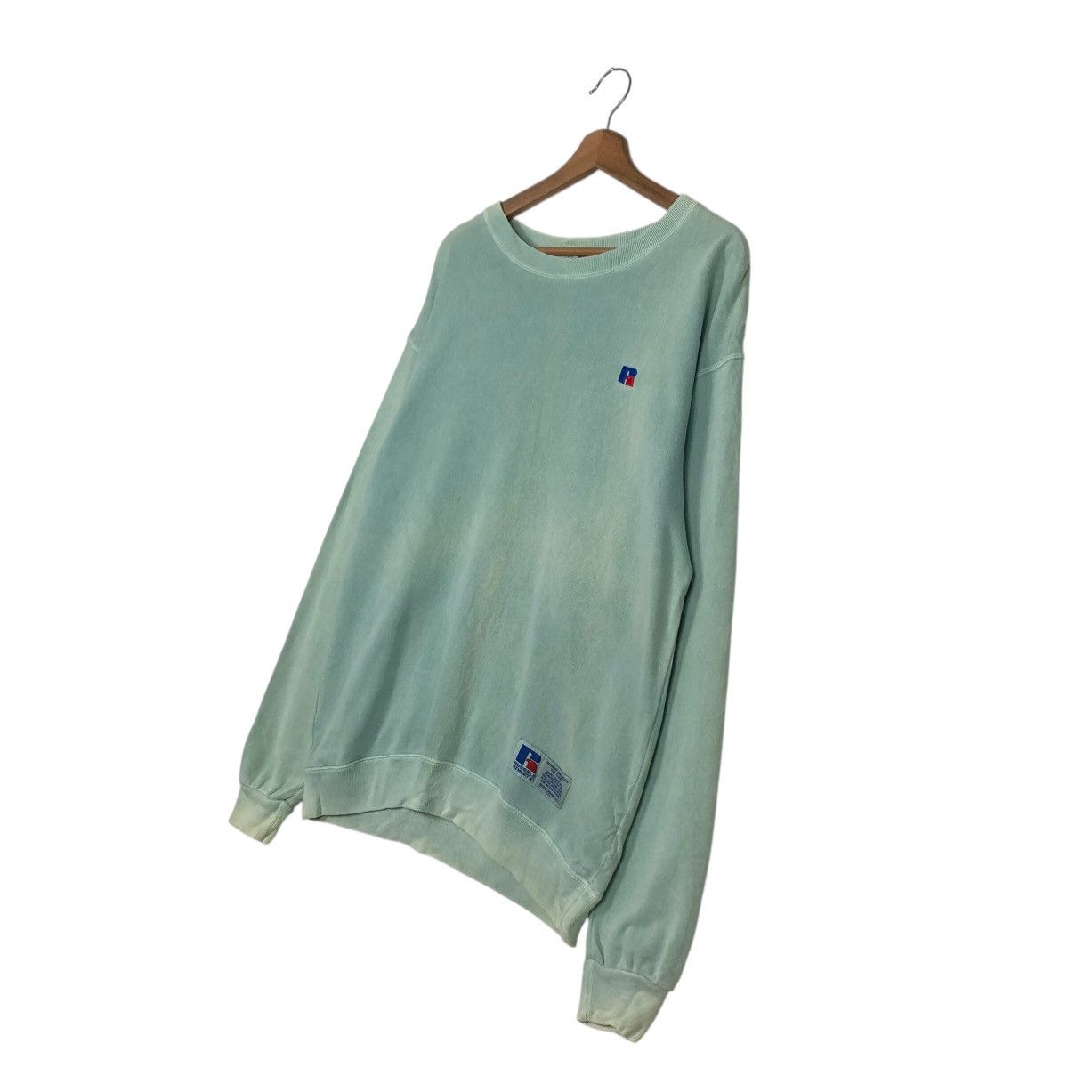 Japanese Brand Vintage Russell Athletic Green Sweatshirt FadedWash Crewneck Size US M / EU 48-50 / 2 - 3 Thumbnail