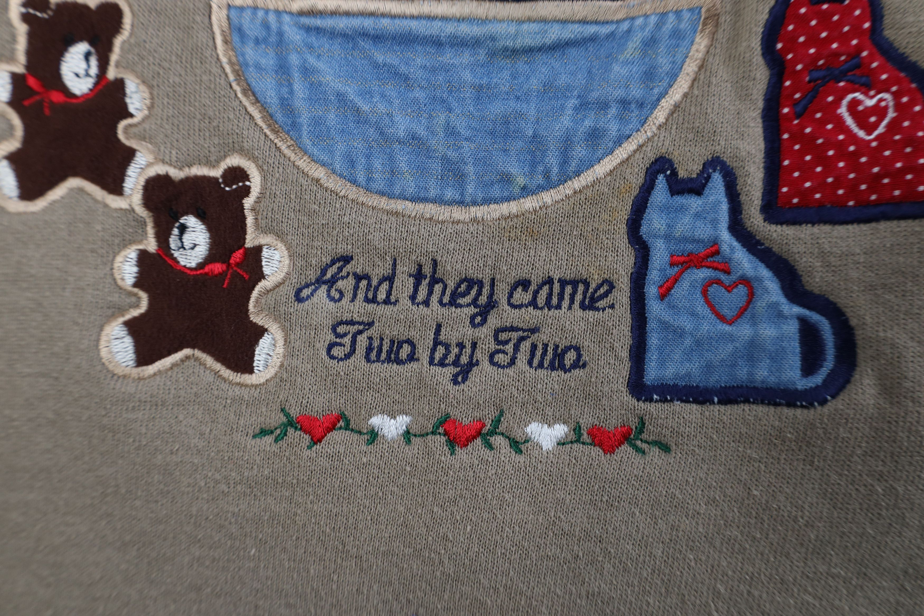 Vintage Vintage 90s Christian Noahs Ark Cat Heart Layered Sweatshirt Size L / US 10 / IT 46 - 5 Thumbnail