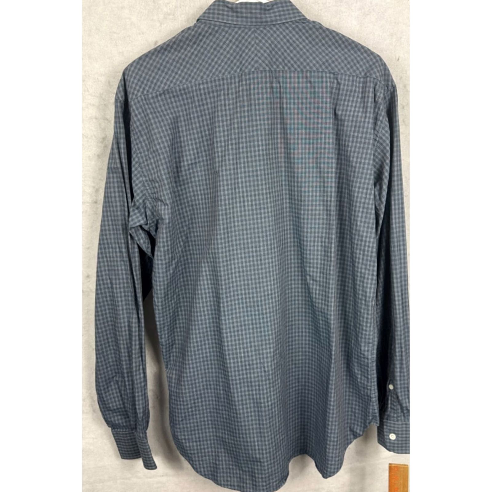 Billy Reid Billy Reid Shirt Mens L Blue Italy Men Standard Cut Dress Button Check Pocket Size 42R - 7 Thumbnail