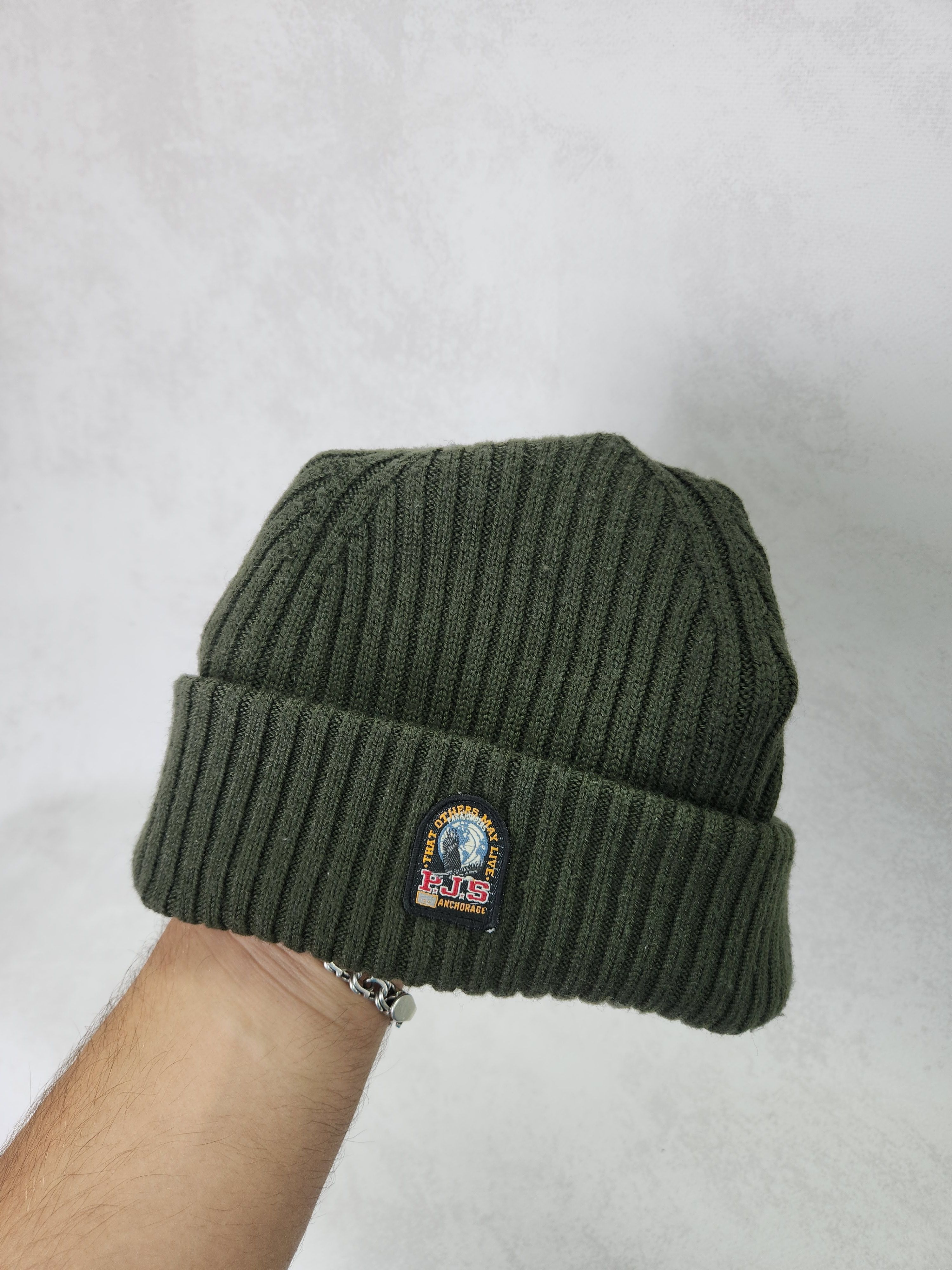 Parajumpers Parajumpers Merino Wool Beanie Hat Green Knit Small Logo Size ONE SIZE - 2 Thumbnail