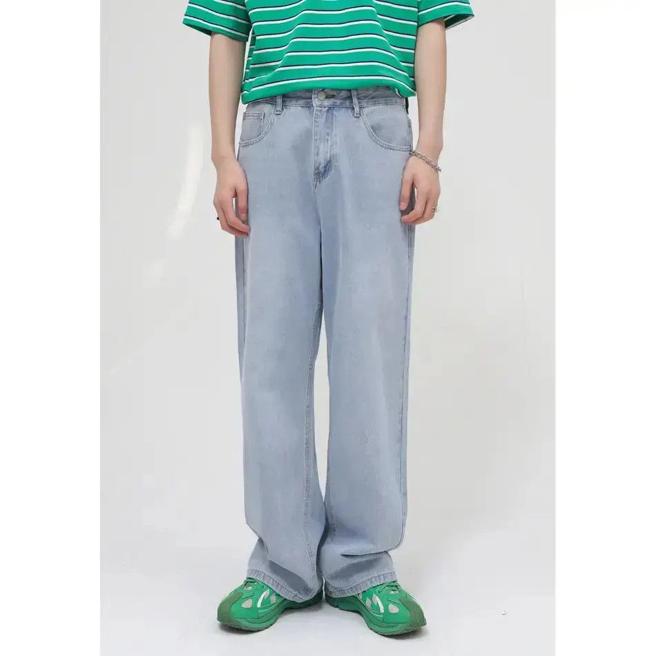 Japanese Brand Retro loose straight leg light blue jeans Size US 32 / EU 48 - 6 Thumbnail