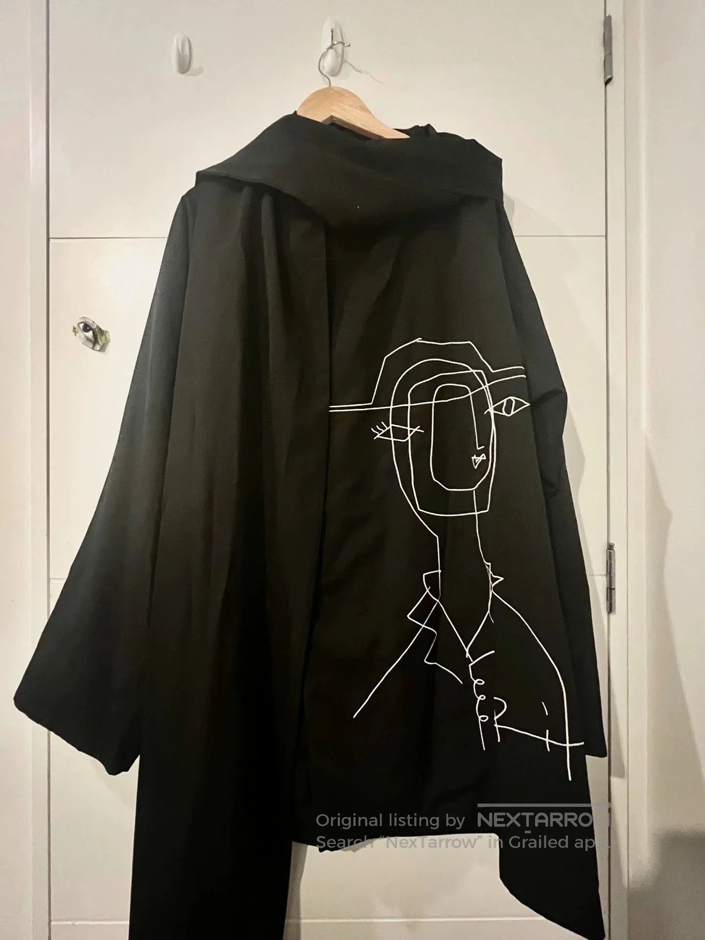 Yohji Yamamoto Black Line Art Print Cloak. Size US L / EU 52-54 / 3 - 1 Thumbnail