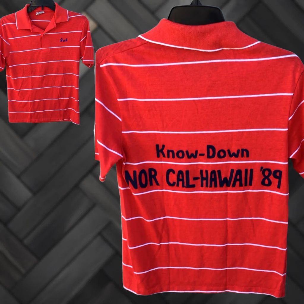 Vintage VINTAGE NOR CAL-HAWAII ‘89 Know-Down Polo Shirt S Jack 80s 1980s Red Stripe Print-Ons Nike Shirt Size US S / EU 44-46 / 1 - 1 Thumbnail