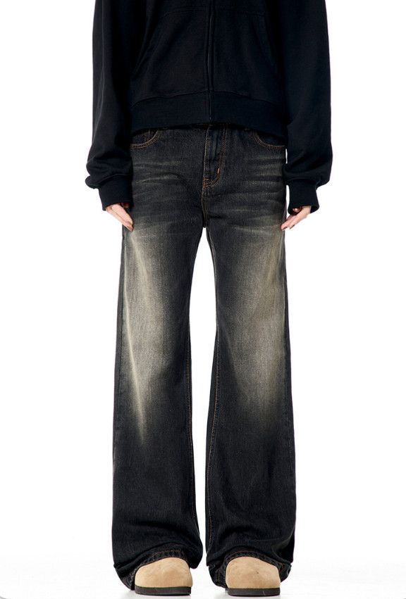Vintage Retro men's loose street casual cleanfit black flared jeans Size US 32 / EU 48 - 1 Thumbnail