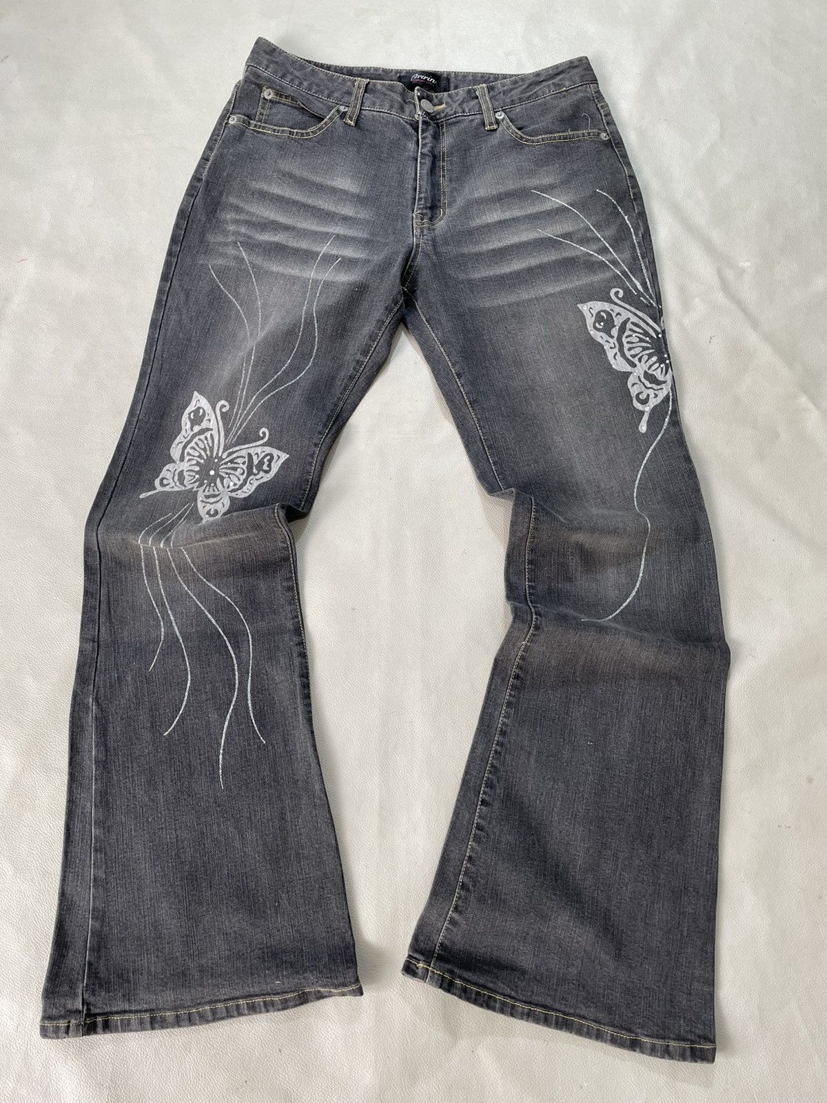 GOA Oririn Flare Jeans y2k Butterfly Printed Size US 28 / EU 44 - 1 Thumbnail