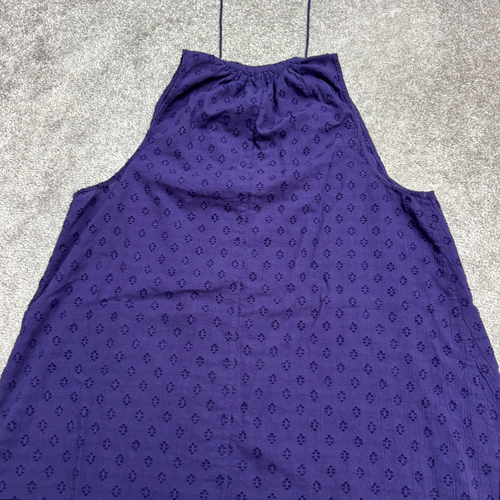J.Crew J.Crew Dress Womens Medium Purple Eyelet Tasseled Midi Shift Sleeveless Boho Size M / US 6-8 / IT 42-44 - 3 Thumbnail
