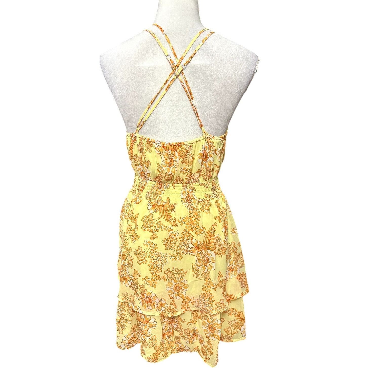 Other Collective Concepts Womens Yellow Orange Floral Mini Dress S Size S / US 4 / IT 40 - 5 Thumbnail