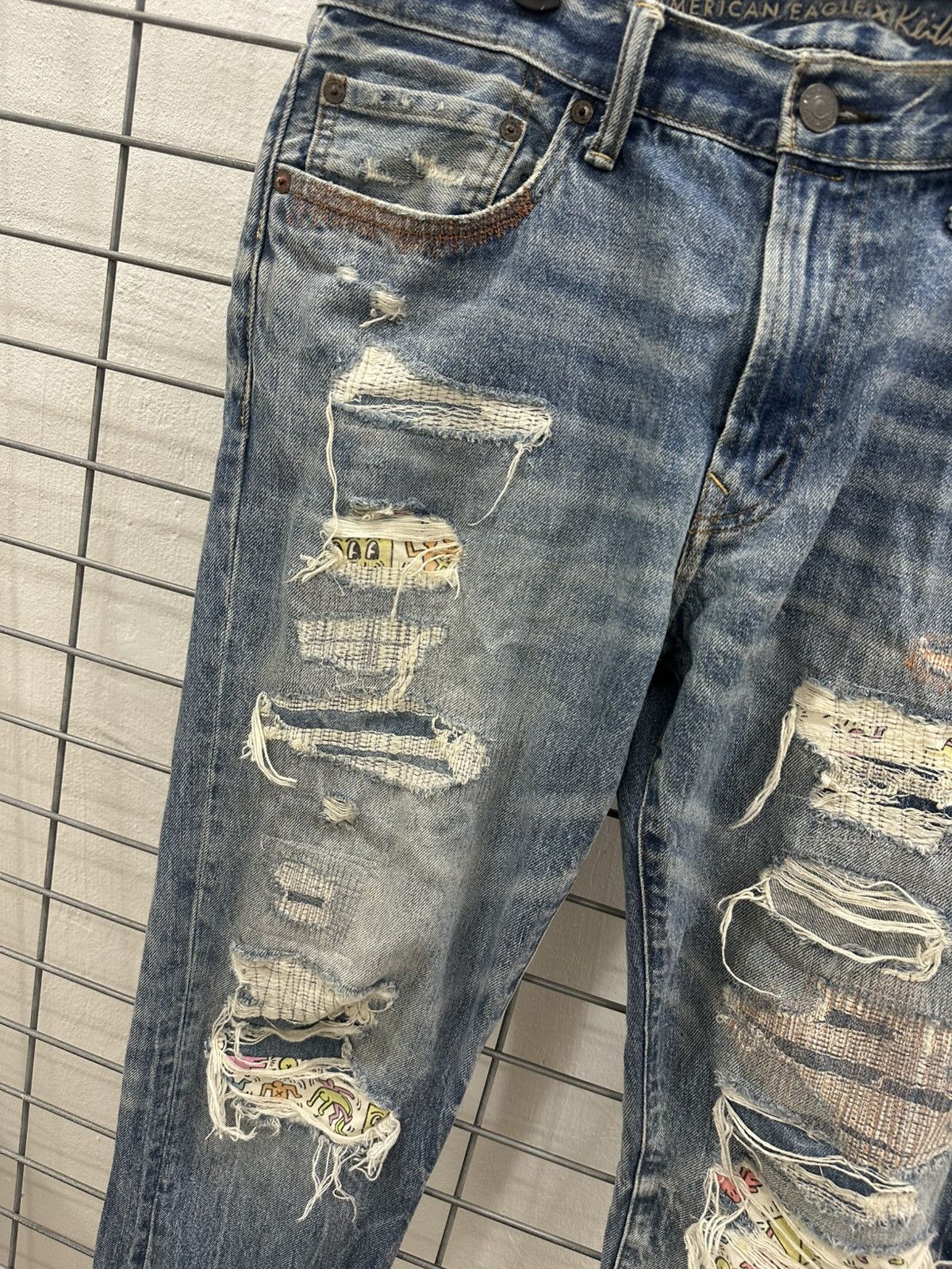 Keith Haring Rare Beautiful Keith Haring X American Eagle Patchwork Jeans Size US 32 / EU 48 - 6 Thumbnail