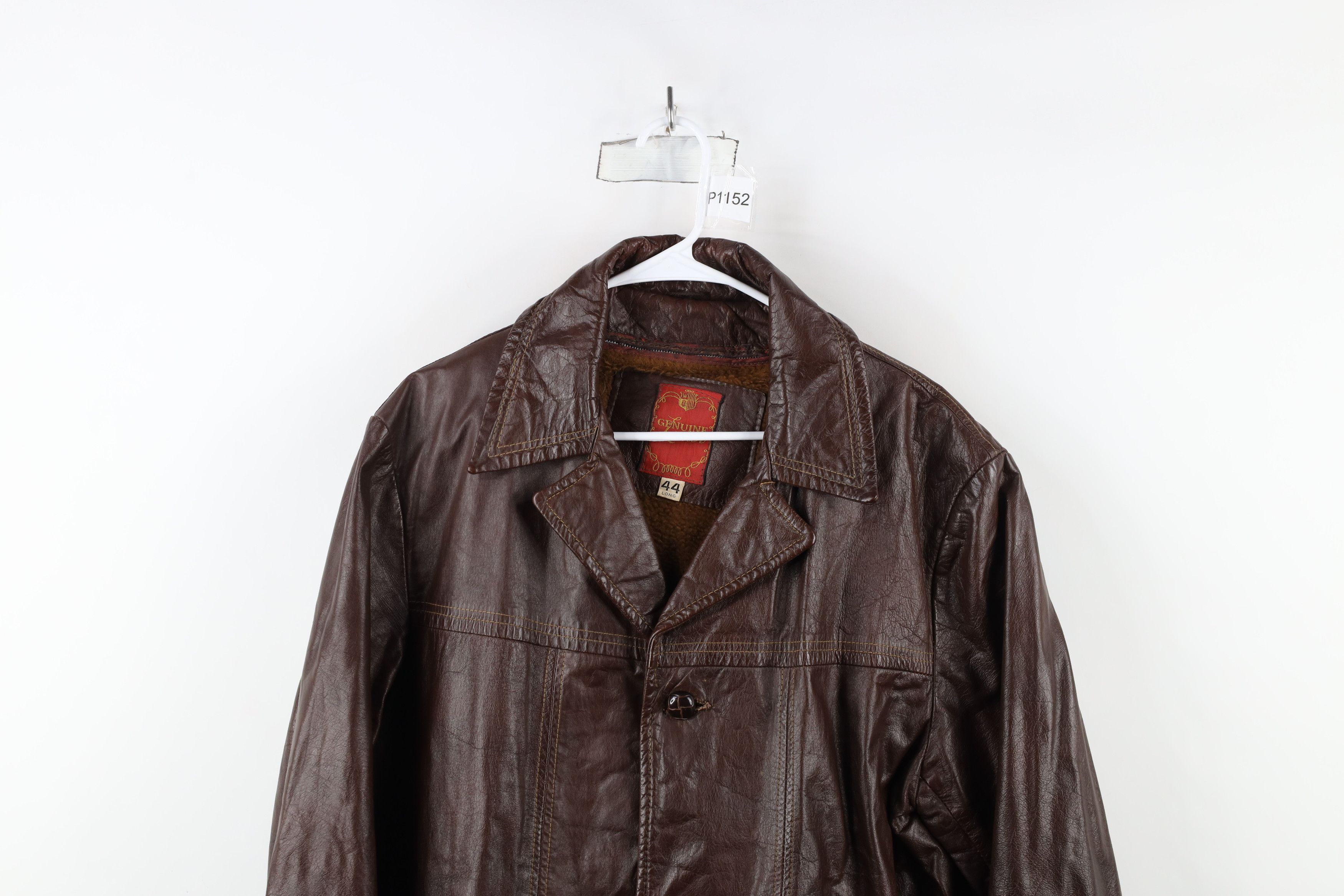 Vintage Vintage 70s Streetwear Lined Full Button Leather Jacket USA Size US XXL / EU 58 / 5 - 2 Thumbnail